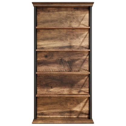 180cm 5-Tier Rustic Industrial Bookcase - Large Open Shelf Display & Storage