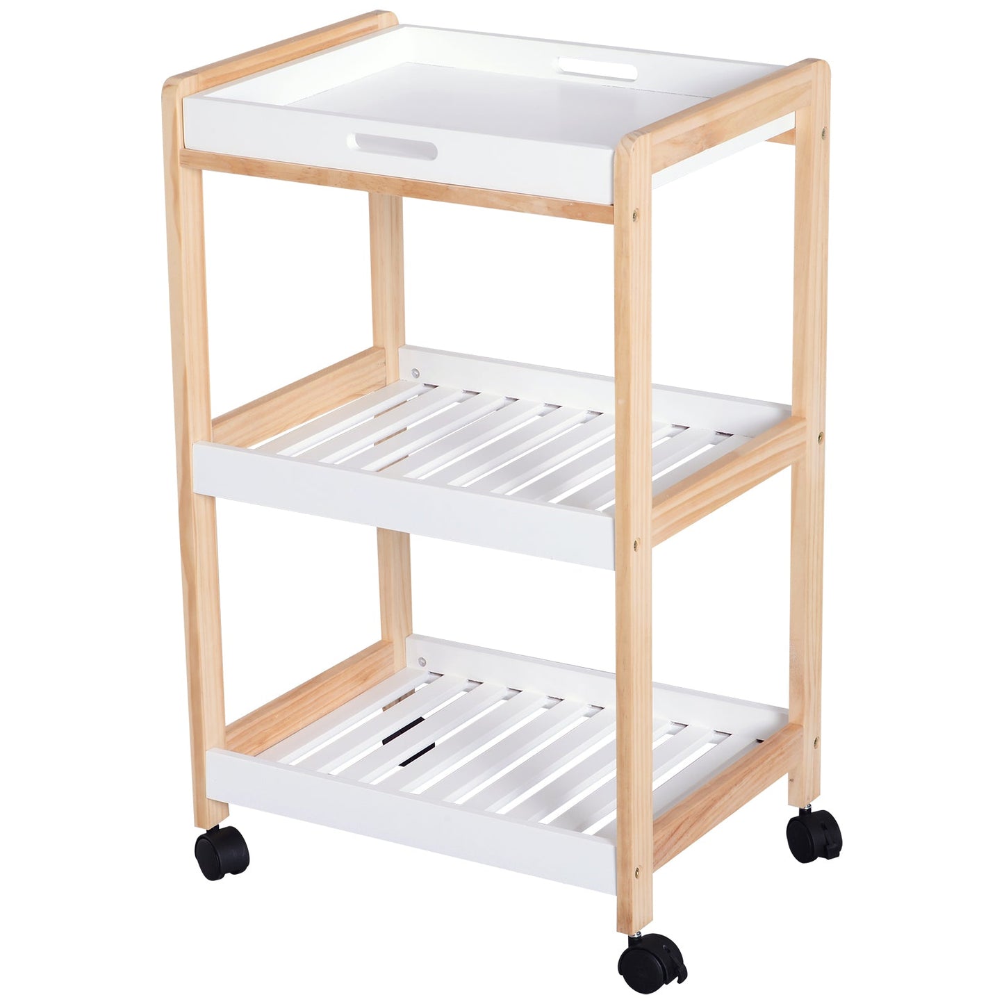 🍽️ 3-Tier Mobile Kitchen Trolley - White Storage Cart 46x35cm 🛒