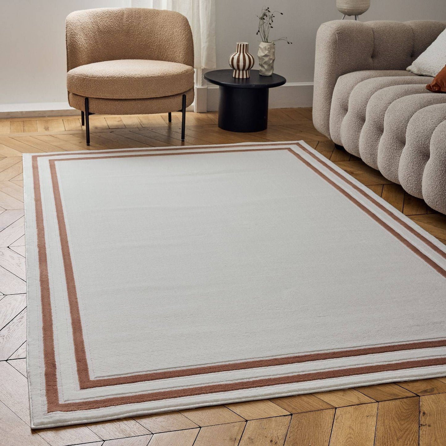 Carmel Cream-Terra Bordered Rug | 6060