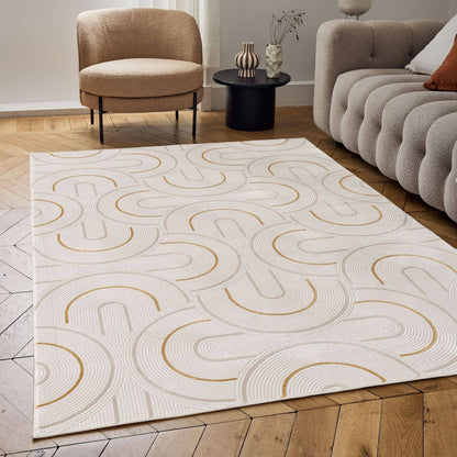 Carmel Cream-Gold Geometric Rug | 6070