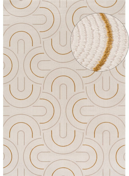 Carmel Cream-Gold Geometric Rug | 6070