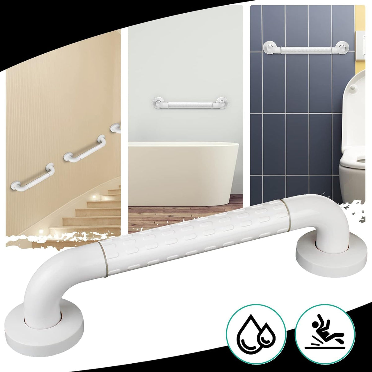 Non-Skid Bathroom Grab Rail Safety Support for Elderly, Disabled & Senior