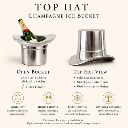 Top Hat Champagne Ice Bucket | Solid Cast Aluminium Wine & Bottle Cooler