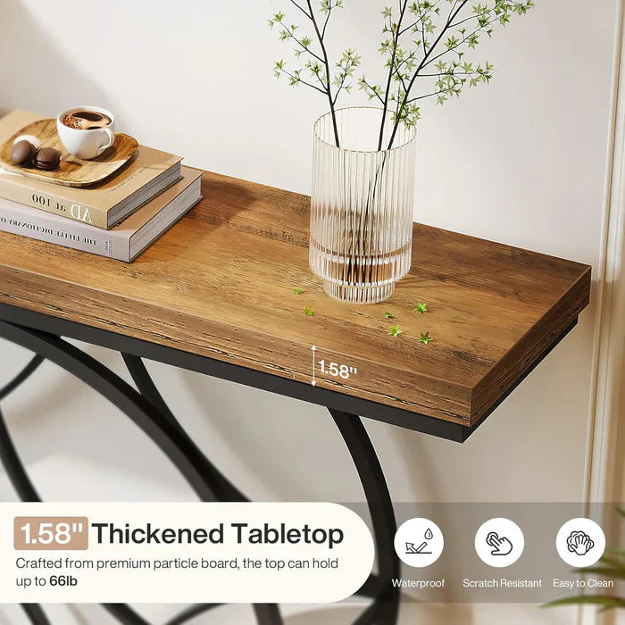 120cm Industrial 2-Tier Console Table | Geometric Metal Frame