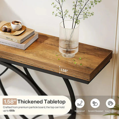 120cm Industrial 2-Tier Console Table | Geometric Metal Frame