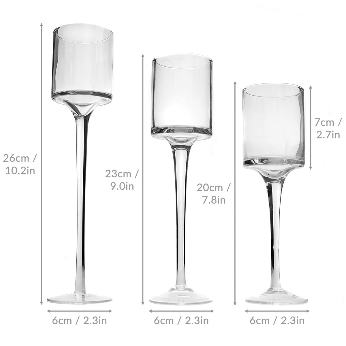 Maison & White Tall Glass Tealight Holders, Set of 3