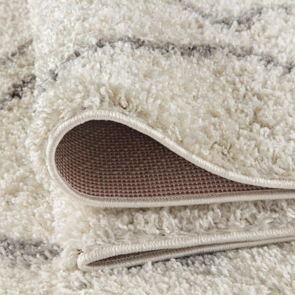 Moroccan Ivory Grey Shaggy Rug | 800
