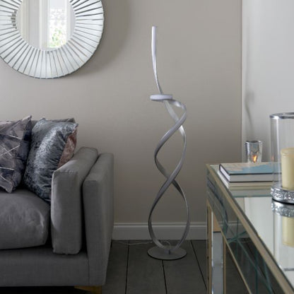 Pagazzi Zkylar LED Spiral Floor Lamp Matt Silver 150 cm