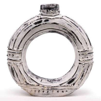 Round Donut Shaped Dry Flowers Vase - Cream 30cm