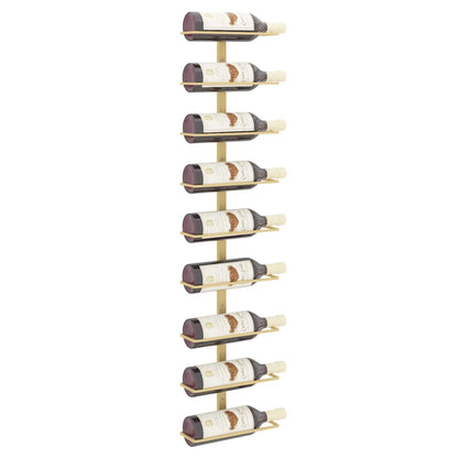 Wall-mounted Wine Rack for 9 Bottles Gold Iron