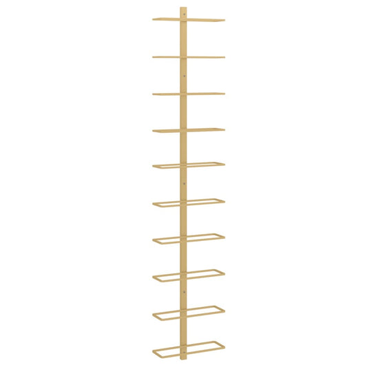 Wall-mounted Wine Rack for 10 Bottles Gold Metal