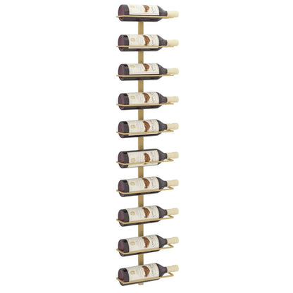 Wall-mounted Wine Rack for 10 Bottles Gold Metal