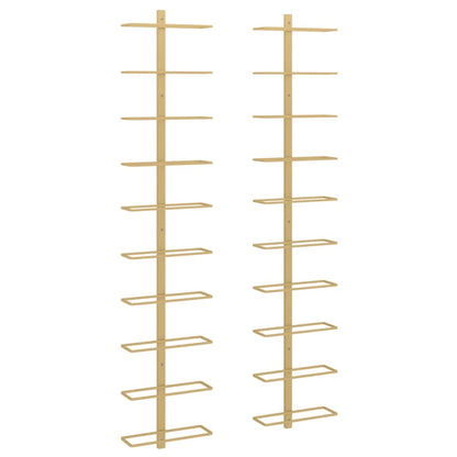 Wall-mounted Wine Rack for 10 Bottles 2 pcs Gold Metal