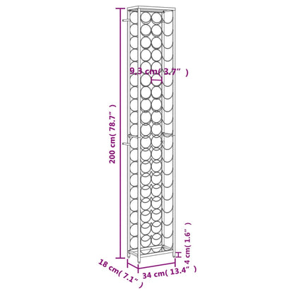 Wine Rack for 57 Bottles Black 34x18x200 cm Wrought Iron