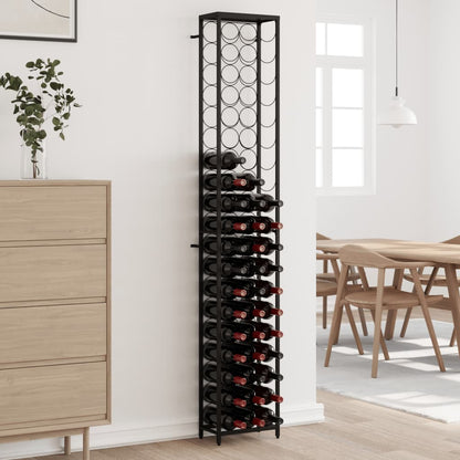 Wine Rack for 57 Bottles Black 34x18x200 cm Wrought Iron