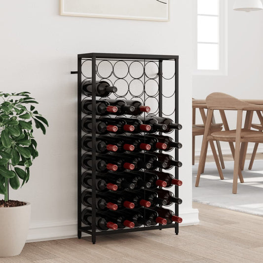 Wine Rack for 45 Bottles Black 54x18x100 cm Wrought Iron