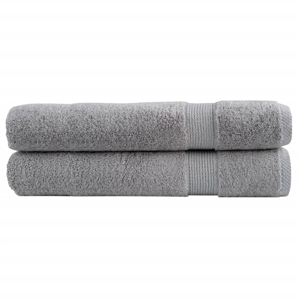 🏆 Premium Luxury Towels SOLUND 2pcs Grey 100x200cm 600gsm ✨ Ultra-Soft Egyptian Cotton Bath Towels