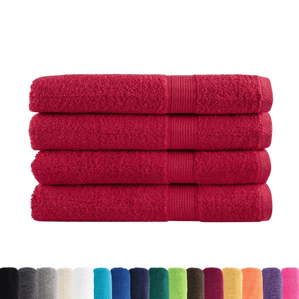 🏆 Premium Luxury Towels SOLUND 4pcs Red 100x200cm 600gsm ✨ Ultra-Soft Egyptian Cotton Bath Towels