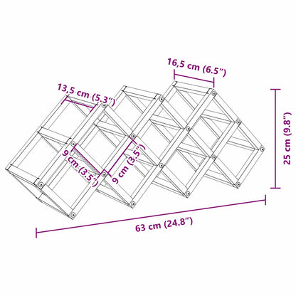 Wine Rack for 9 Bottles - 63 x 16.5 x 25 cm - Powder-coated Steel