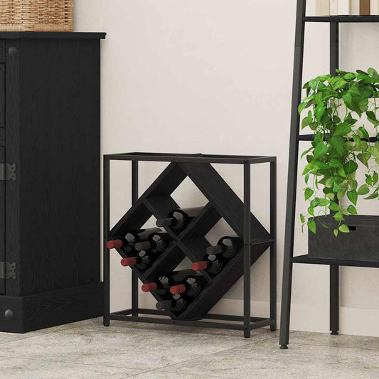 Wine Rack Black Oak 51x18x52,5 cm Engineered Wood