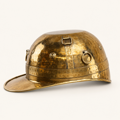 Solid Antique Brass Polo Helmet Champagne Ice Bucket | Wine Cooler