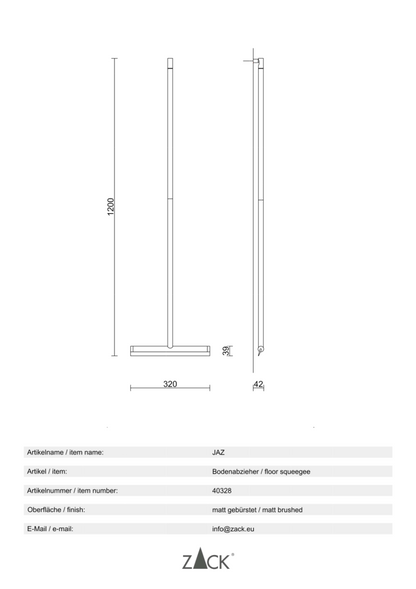 Zack Jaz Brushed Stainless Steel Floor Squeegee 40328