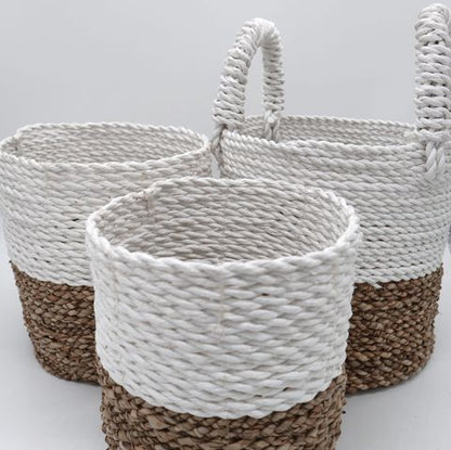 Set of 3 Natural Seagrass Storage Baskets 14-16-17 cm