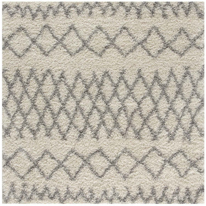 Moroccan Ivory Grey Shaggy Rug | 900
