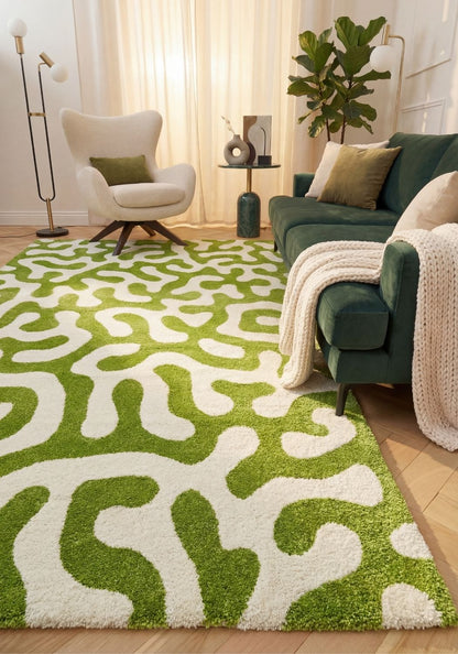Joli Doodle Green & White Rug