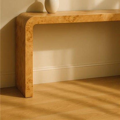 Mota Natural Burl Wood Curved Console Table, 135.5 cm