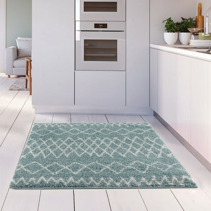 Moroccan Duck Egg Blue Shaggy Rug | 950