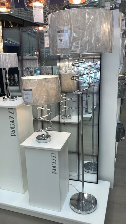 Pagazzi Kasi Spiral Floor Lamp Polished Chrome 158 cm