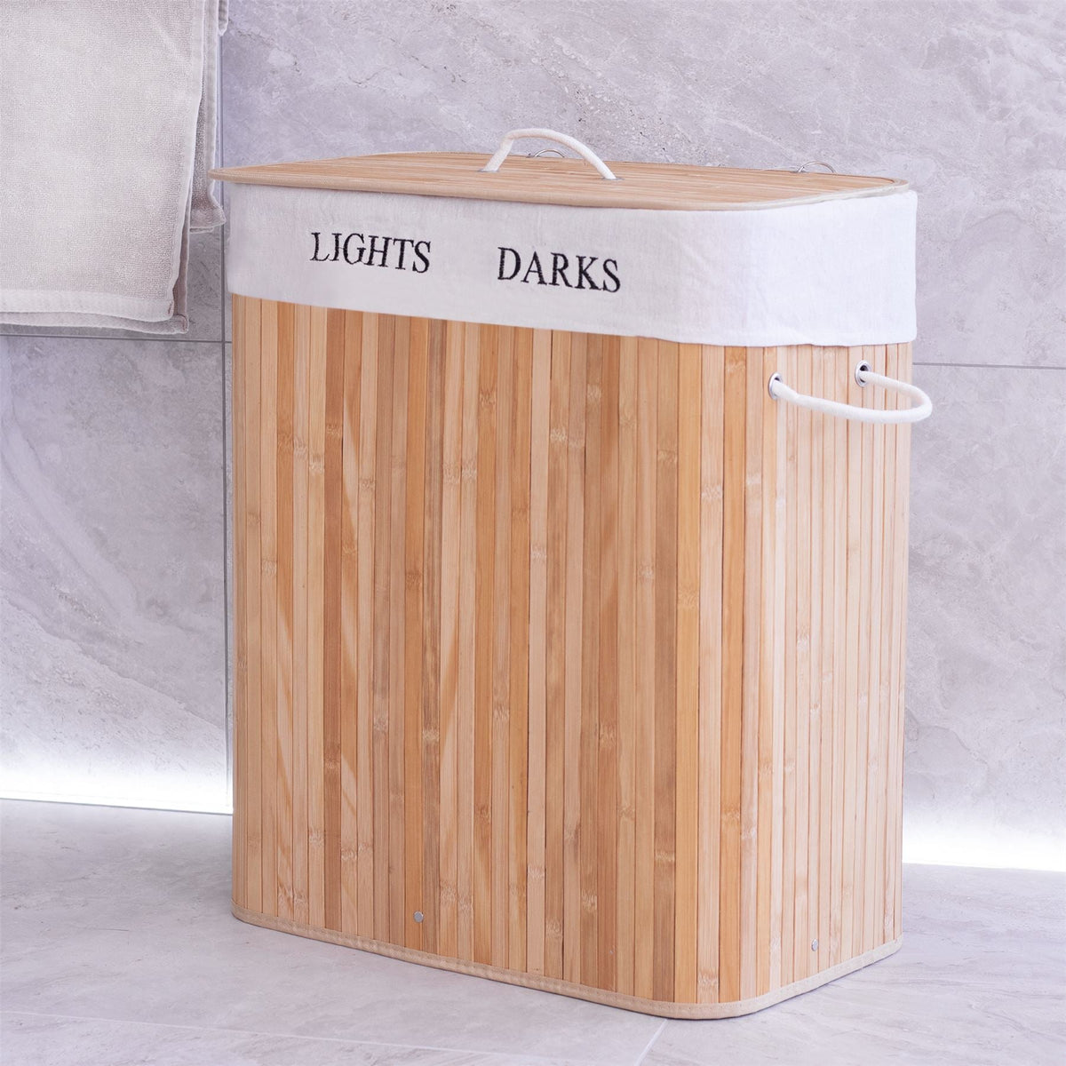 Light & Dark Bamboo Laundry Hamper Basket – M&W