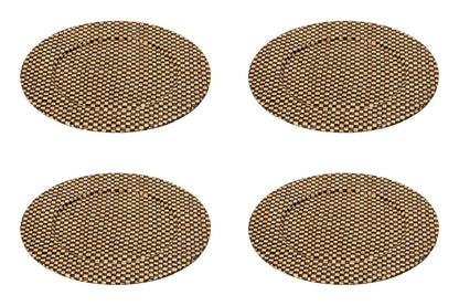 Close-up detail of the black and natural woven fibre pattern