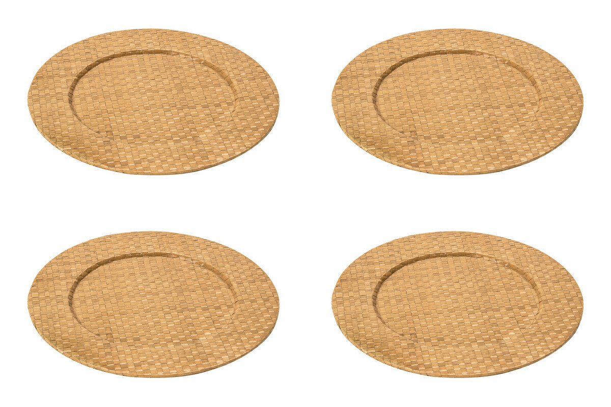 Natural woven charger plate styled on a dining table