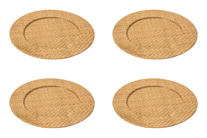 Natural woven charger plate styled on a dining table