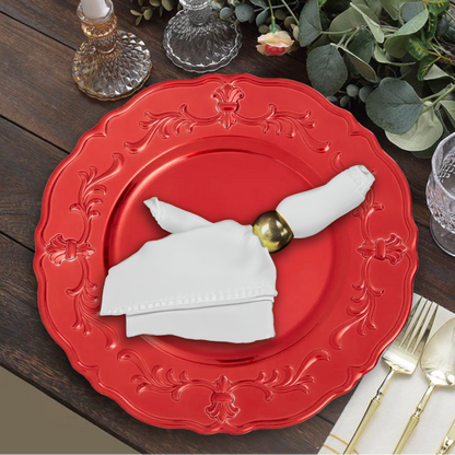 Red baroque charger plate, 33cm diameter