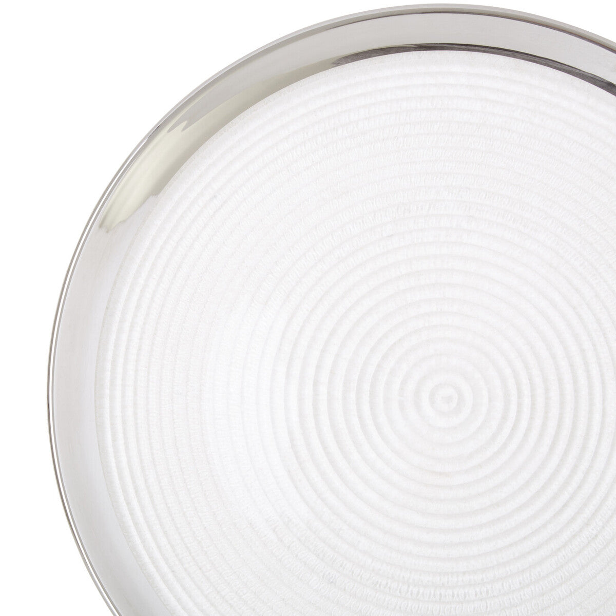Side view of the glass coupe charger plate showing its raised centre