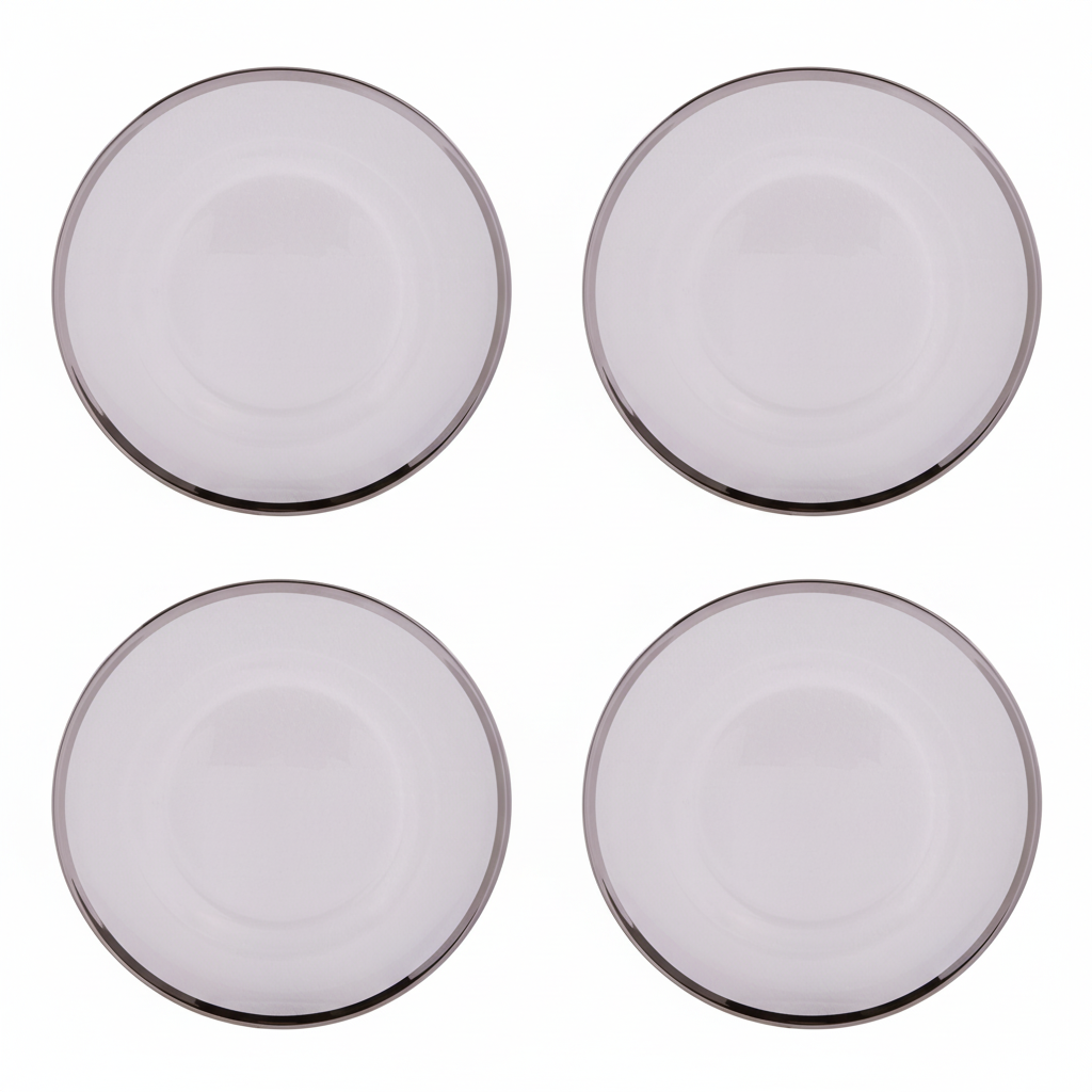 Glass charger plates stacked showing the rounded profile