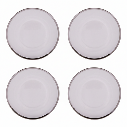 Glass charger plates stacked showing the rounded profile