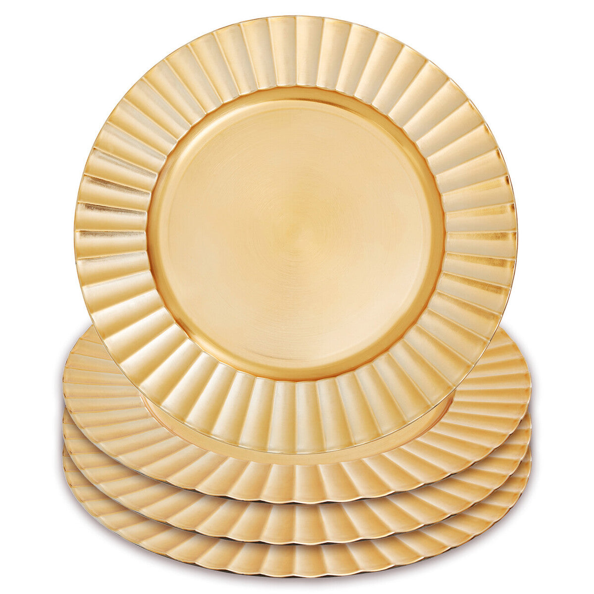 Gold wave charger plate styled with tableware for a formal dinner setting
