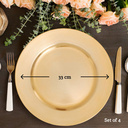 Dia Gold Finish Flat Style Charger Plate, 33cm