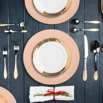 Rose gold pebble effect charger plate shown from above