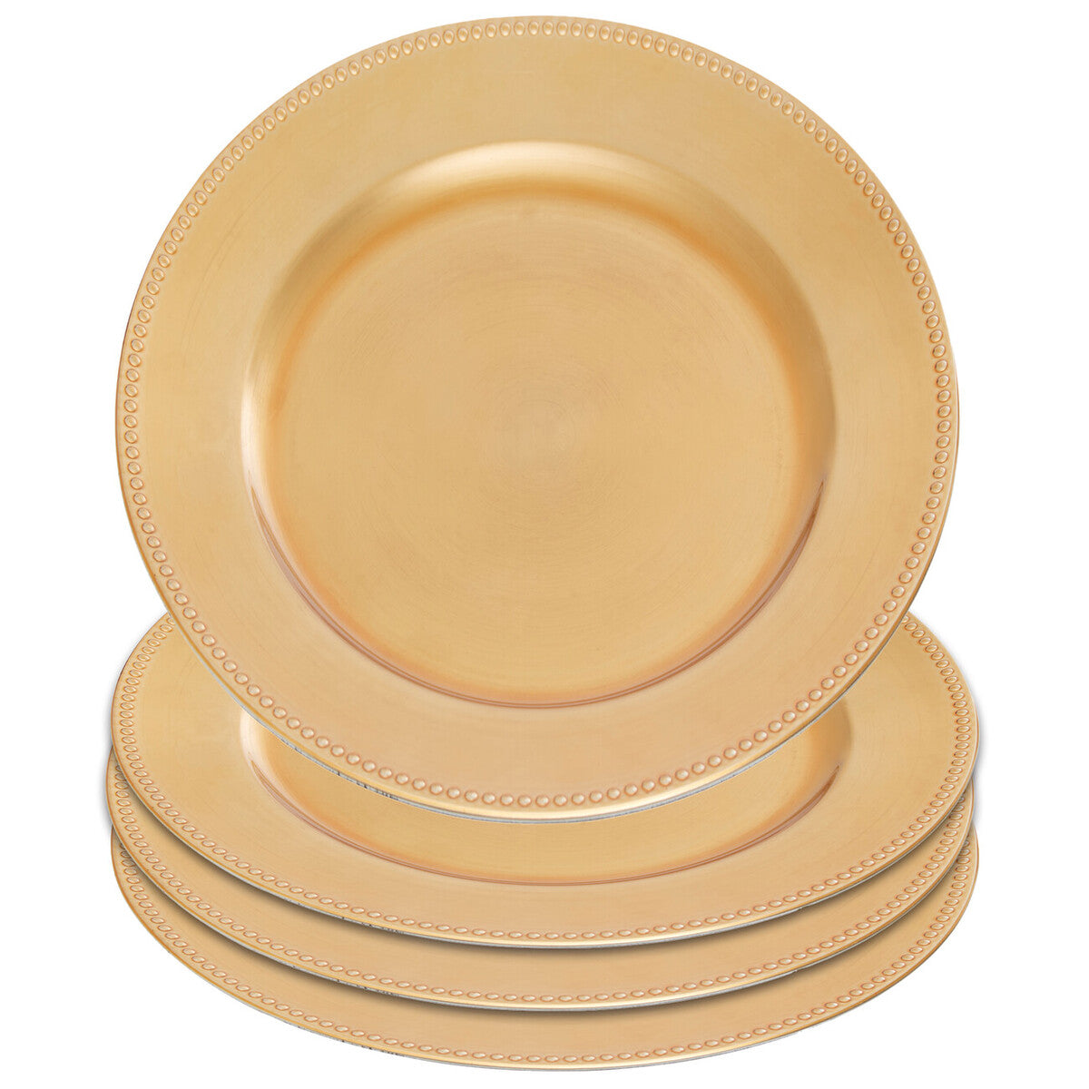 Gold charger plates styled with tableware for a formal dinner