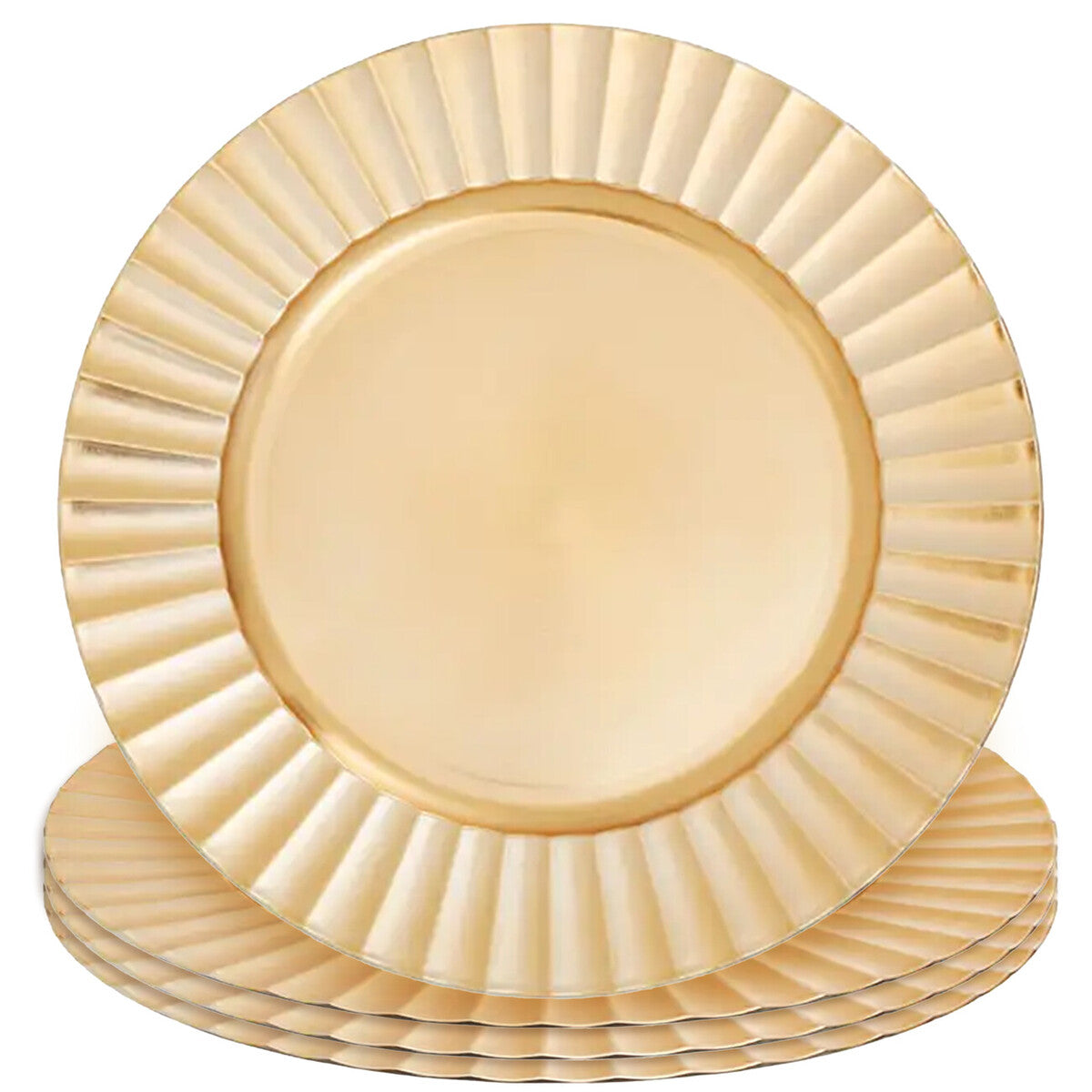 Gold wave charger plates styled with tableware for a formal dinner