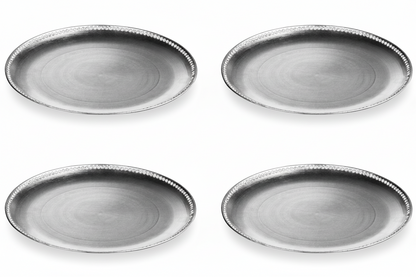 Set of four silver diamante decorative charger plates, 33cm