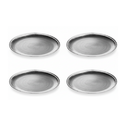 Set of four flat style silver charger plates, 33cm