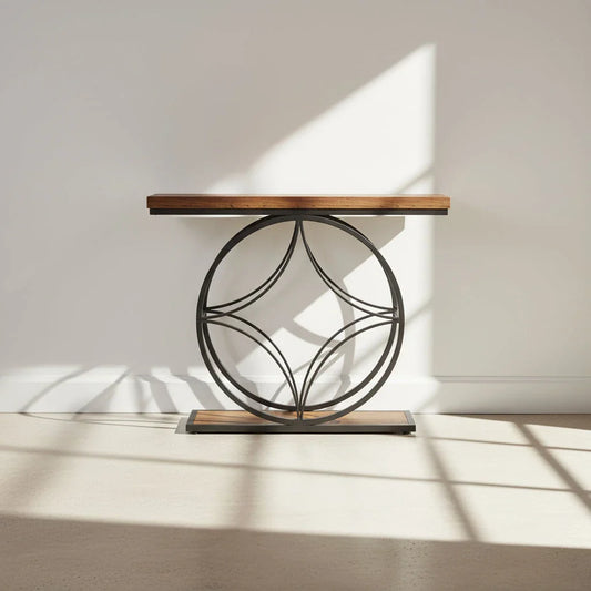 120cm Industrial 2-Tier Console Table | Geometric Metal Frame