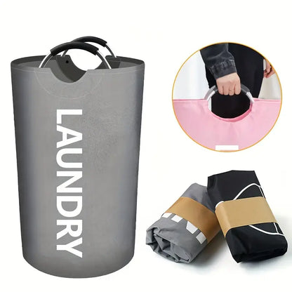 90L Extra Large Heavy-Duty Foldable Round Laundry Basket with Handles