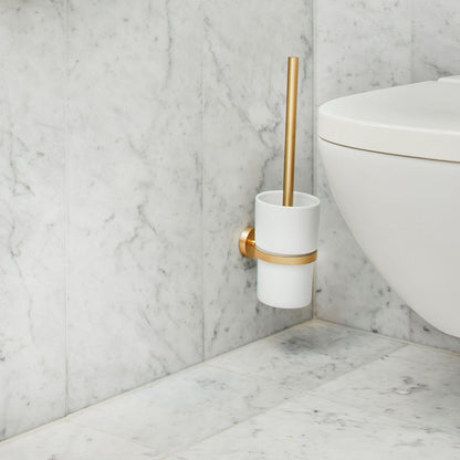 Smedbo Home Toilet Brush Set HV333P Brushed Brass & Porcelain